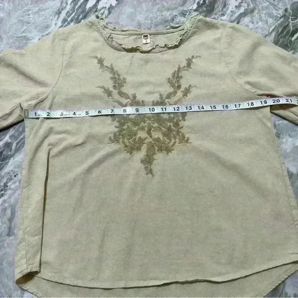 Women Ethnic Cotton Embroidery Loose T-shirts Tops 3/4 Sleeve Blouse Tops Thin L - Picture 4 of 7
